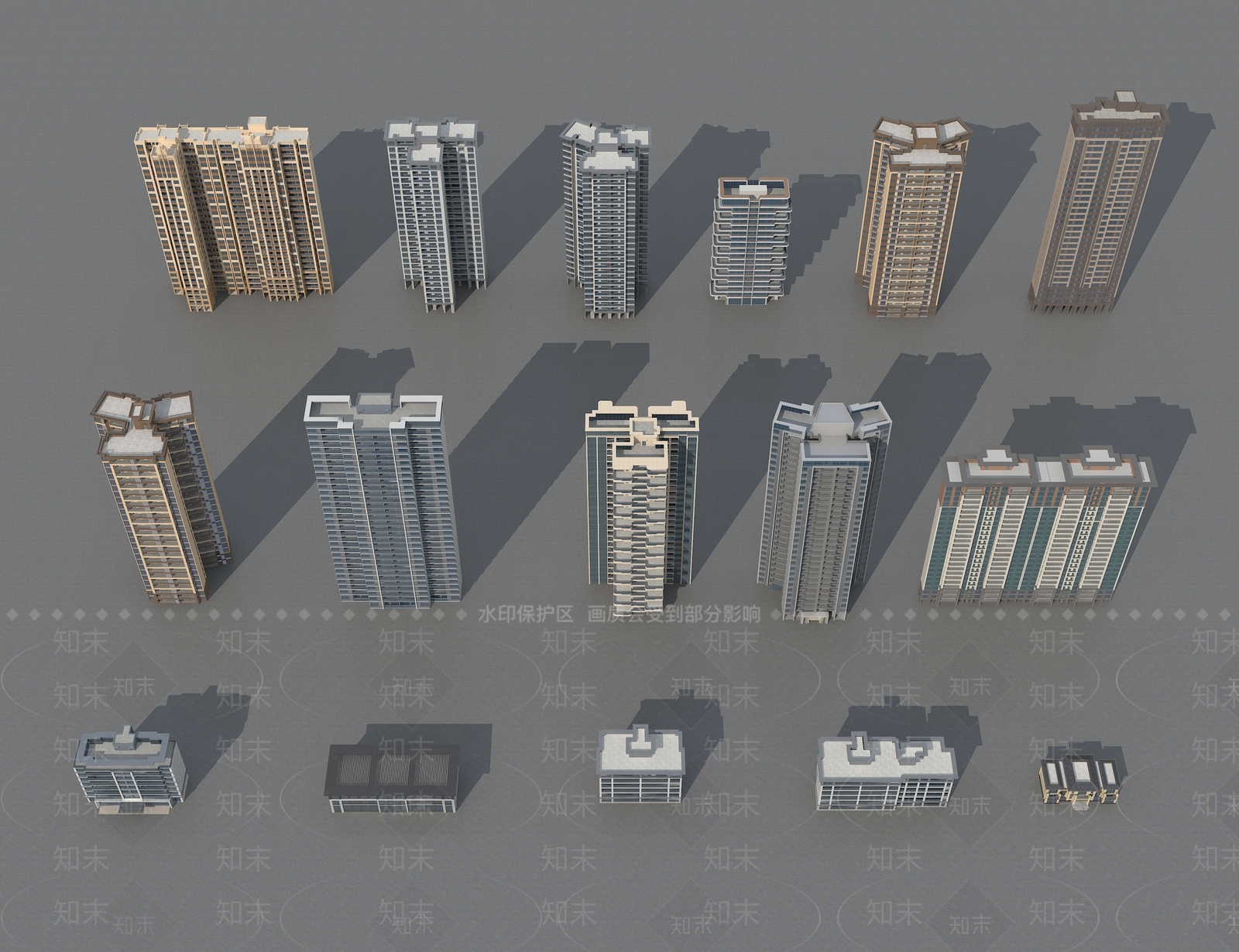 现代高层住宅3D模型下载【ID:1198294075】