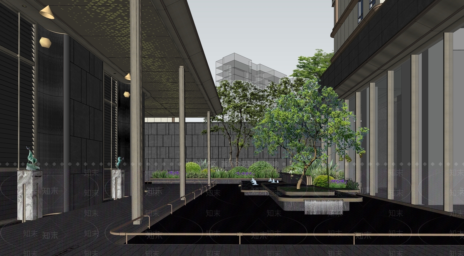 现代轻奢小区建筑SU模型下载【ID:1198297702】