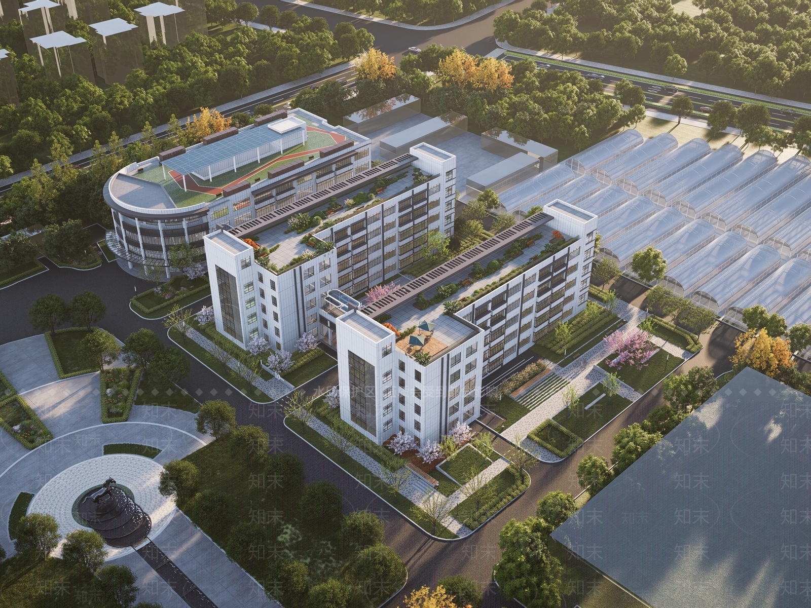现代新中式学校建筑SU模型下载【ID:1198298298】