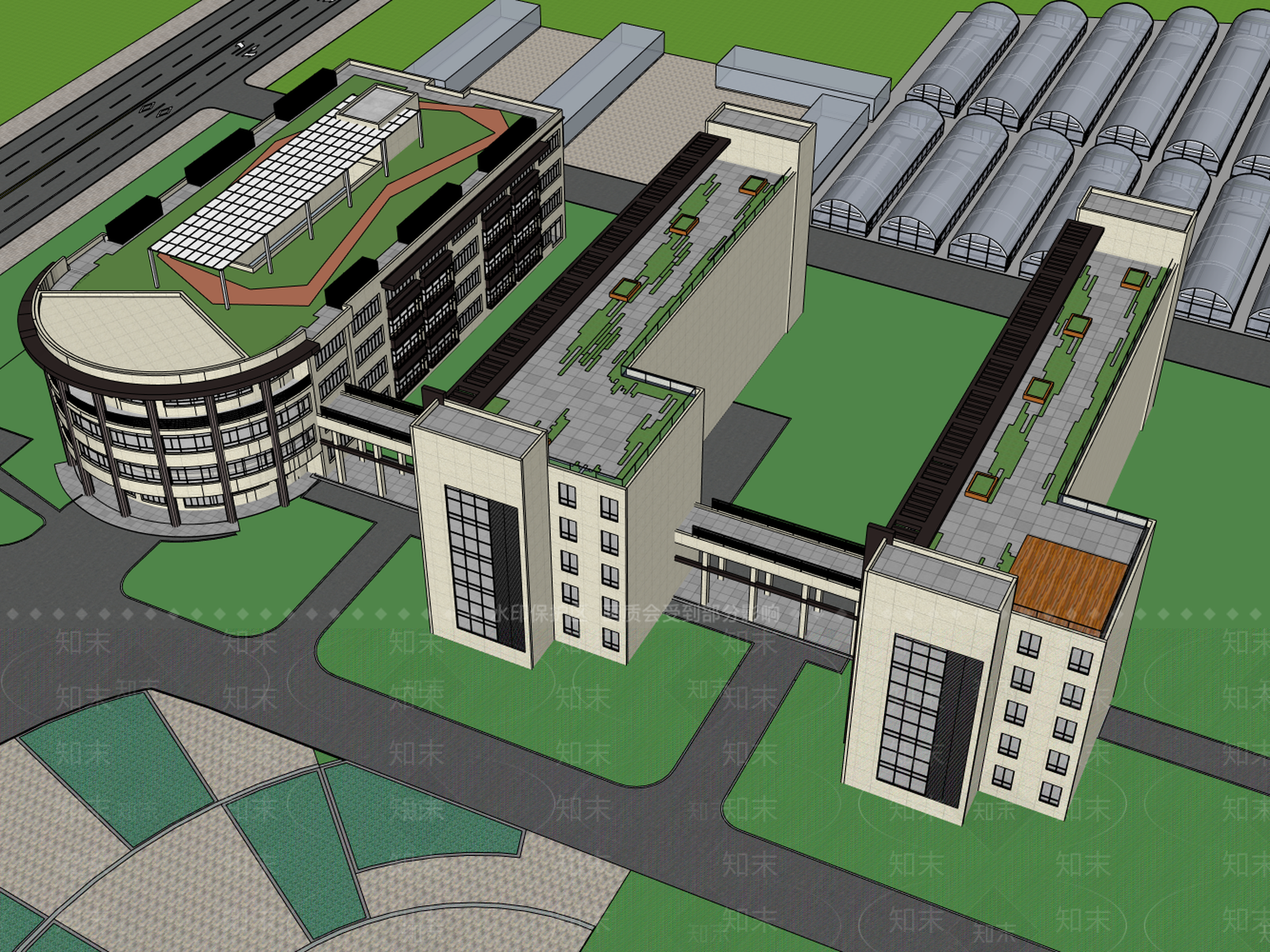 现代新中式学校建筑SU模型下载【ID:1198298298】