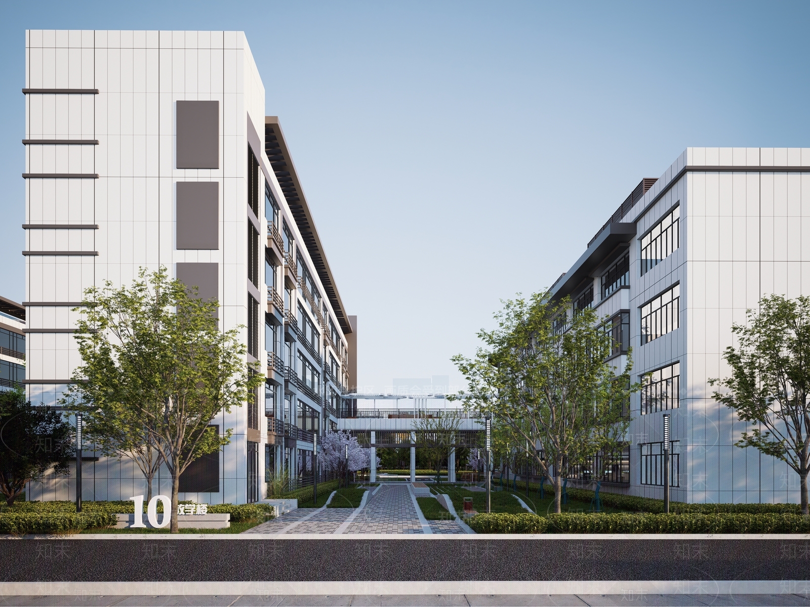 现代新中式学校建筑SU模型下载【ID:1198298298】