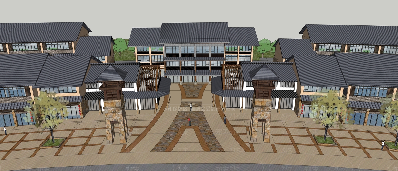 新中式其他商业建筑SU模型下载【ID:1198298057】