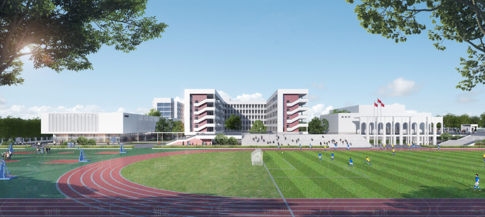 现代学校外观3D模型下载【ID:1198298817】