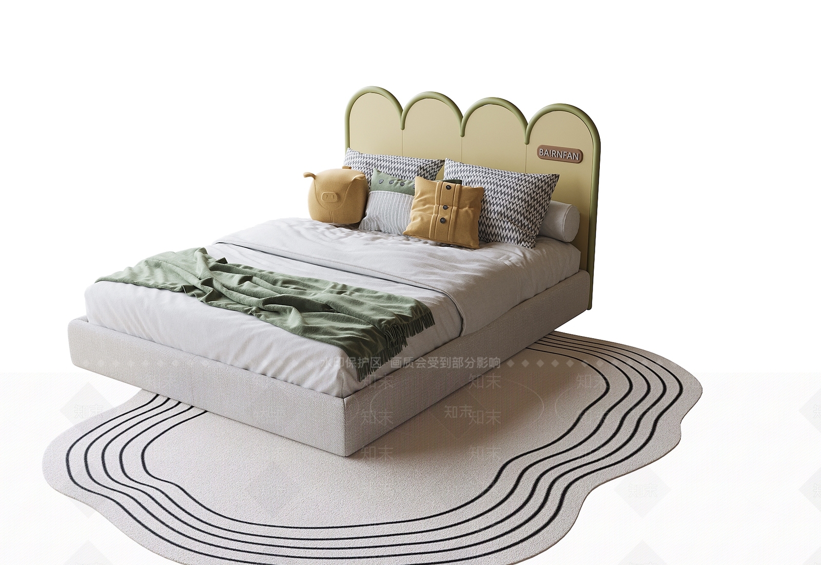 现代儿童床3D模型下载【ID:1198299435】