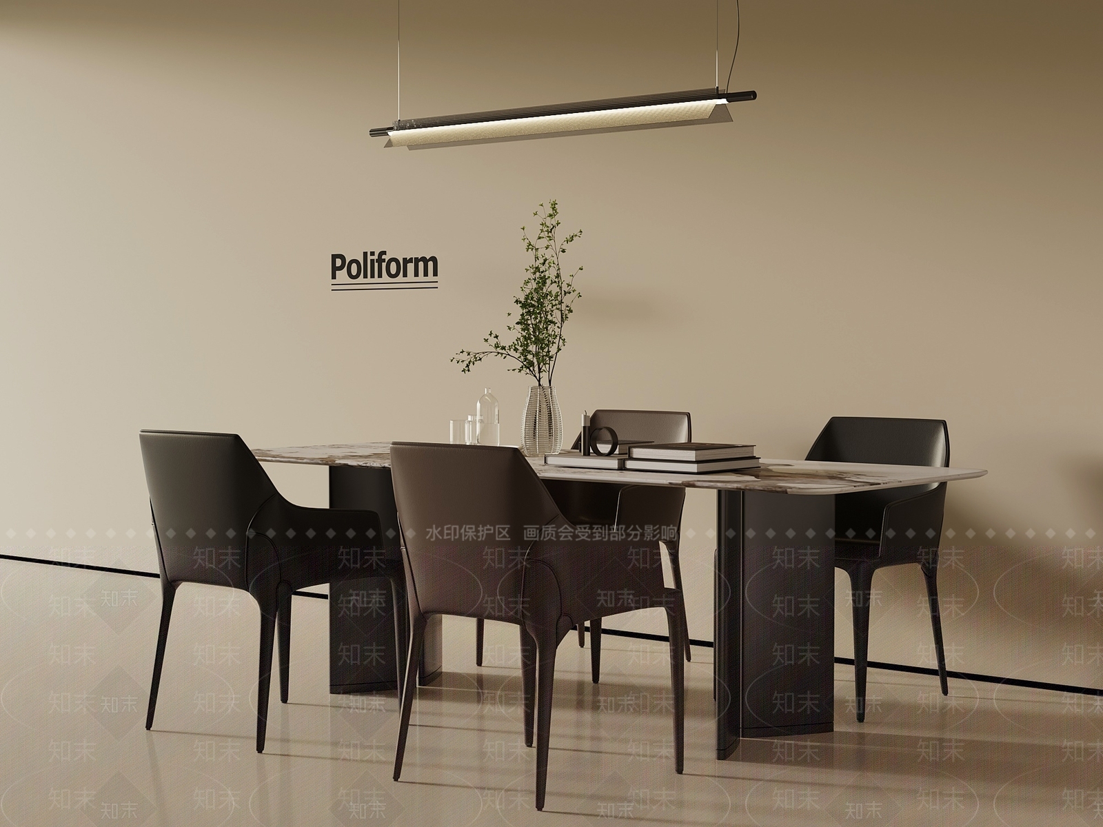 现代意式餐桌椅3D模型下载【ID:1198299641】