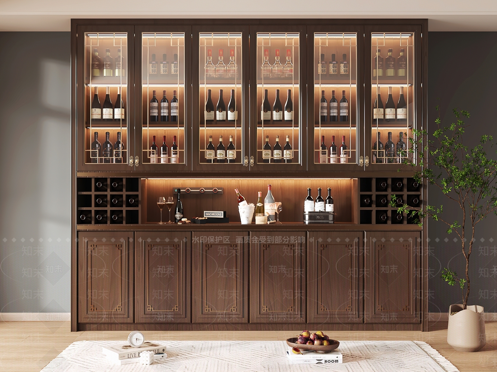 新中式酒柜3D模型下载【ID:1198303075】