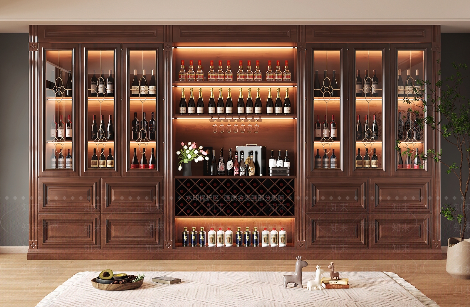 美式酒柜3D模型下载【ID:1198303934】