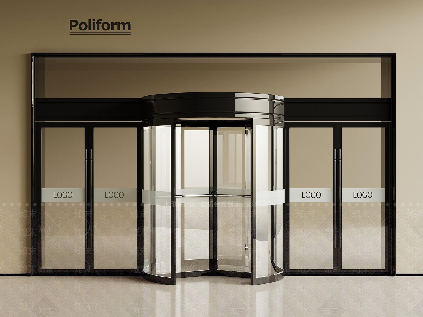 现代旋转门3D模型下载【ID:1198304220】