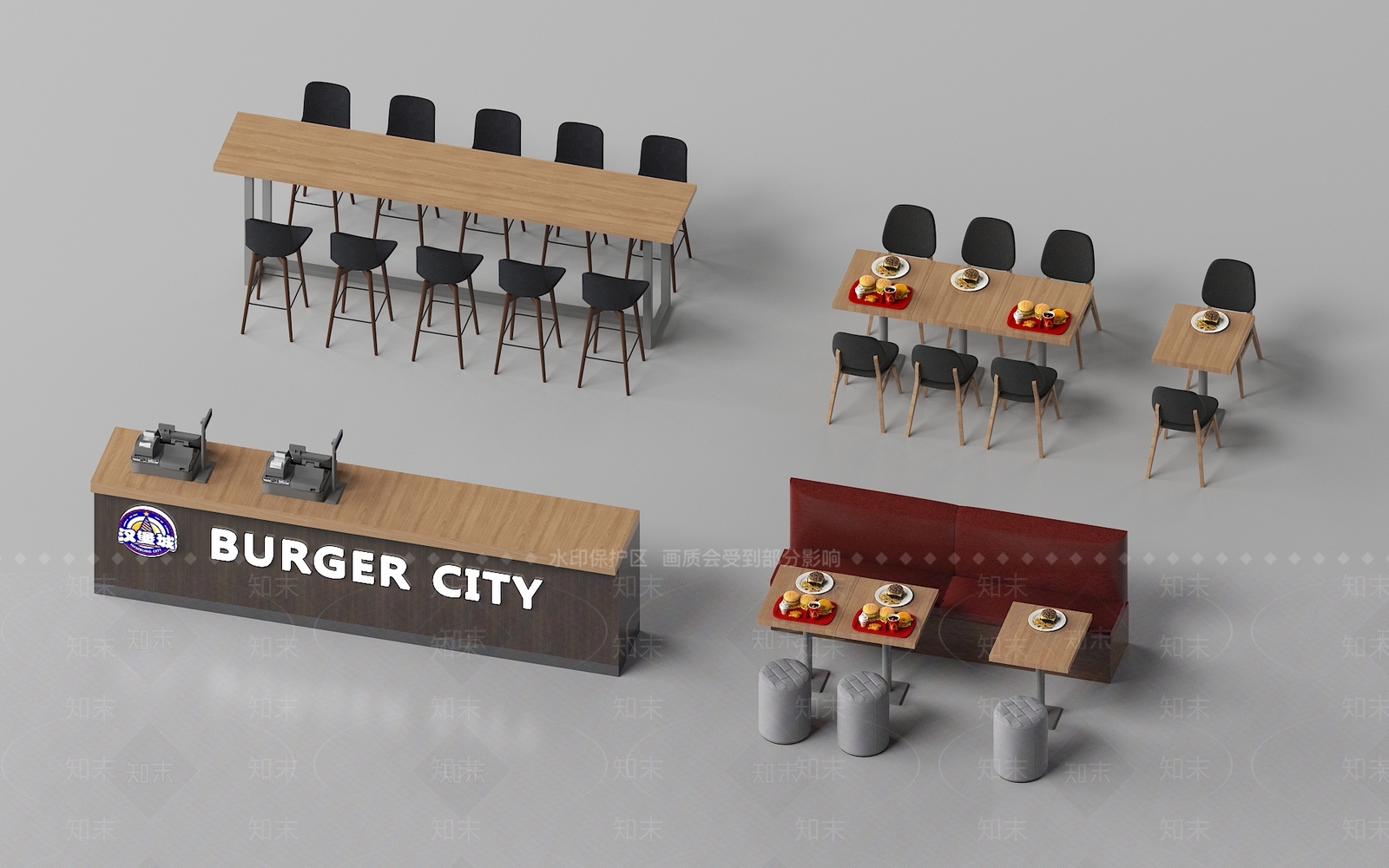 现代餐桌椅3D模型下载【ID:1198304953】