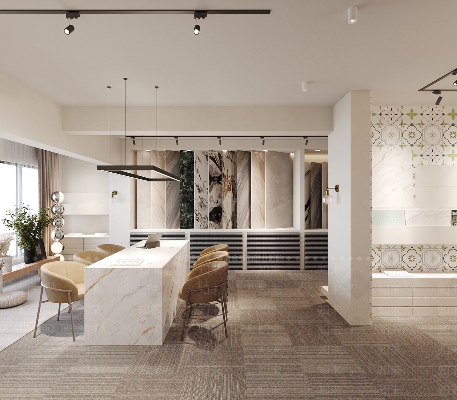 现代极简瓷砖展厅3D模型下载【ID:1198308214】