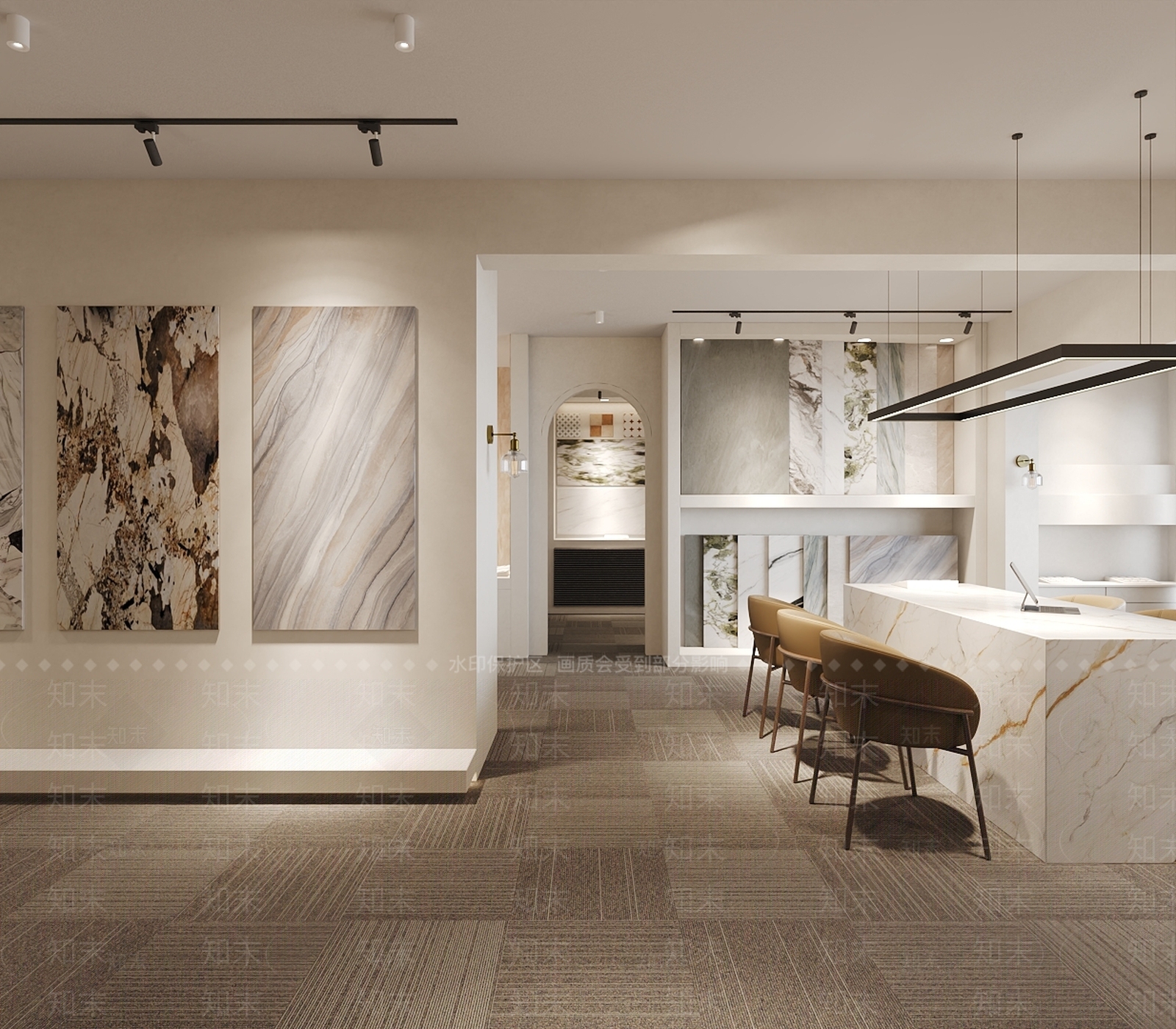 现代极简瓷砖展厅3D模型下载【ID:1198308214】