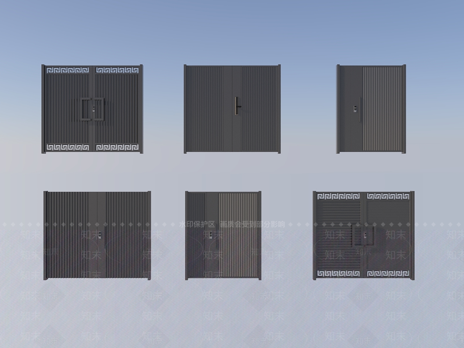 现代新中式大门3D模型下载【ID:1198309000】