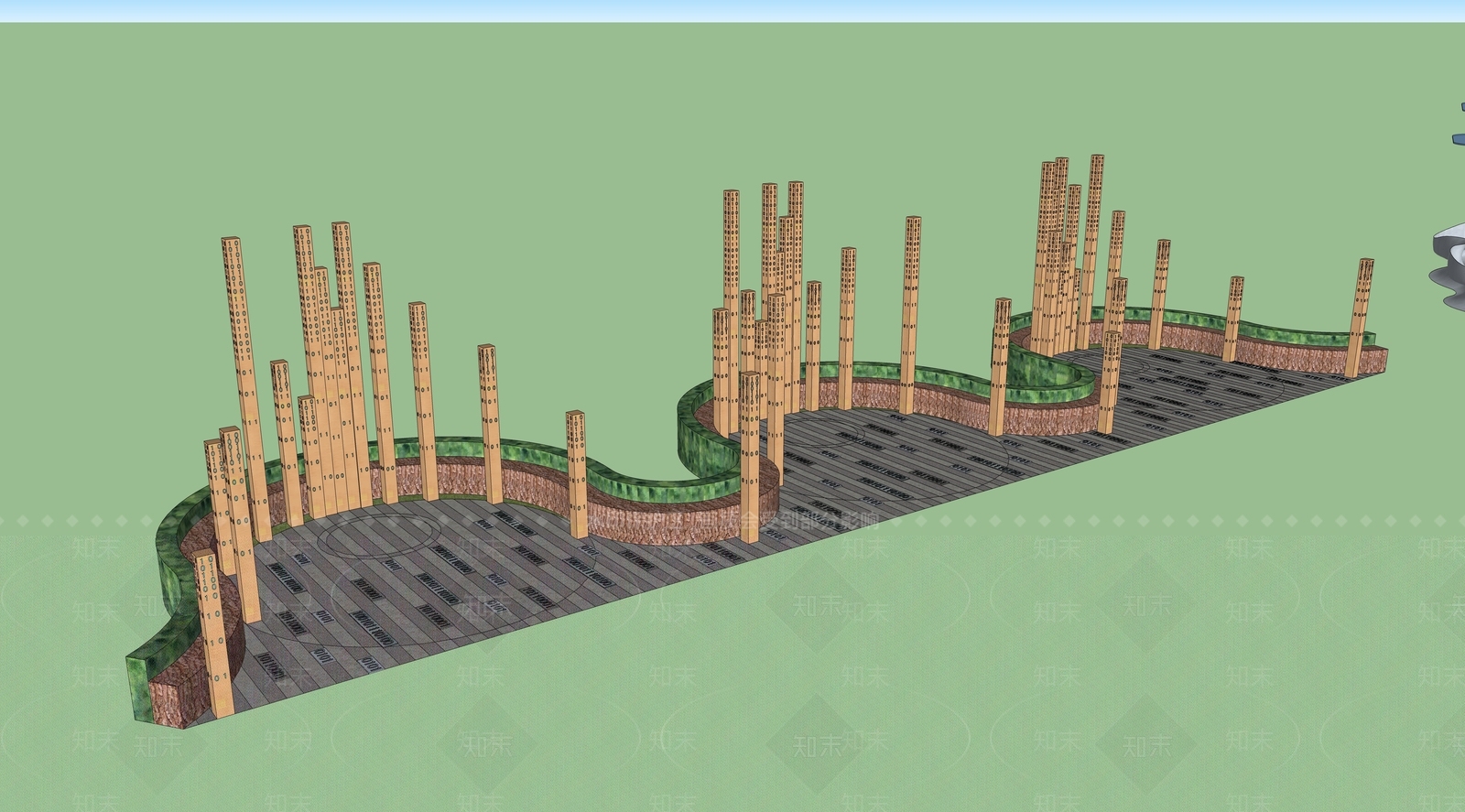 现代新中式景观座椅SU模型下载【ID:1198311916】