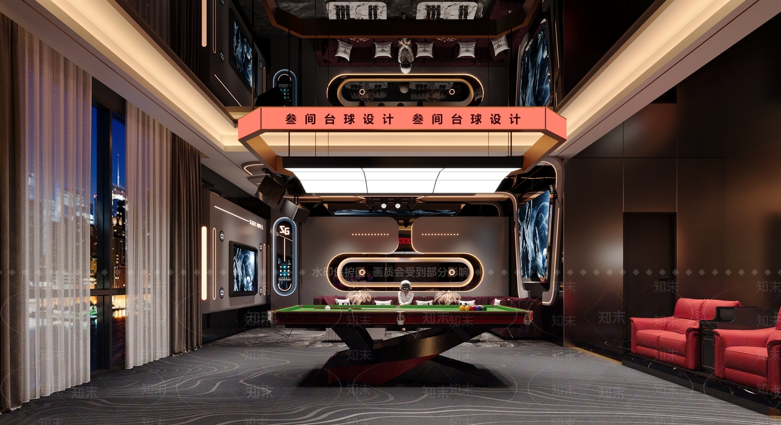 现代台球室3D模型下载【ID:1198312017】