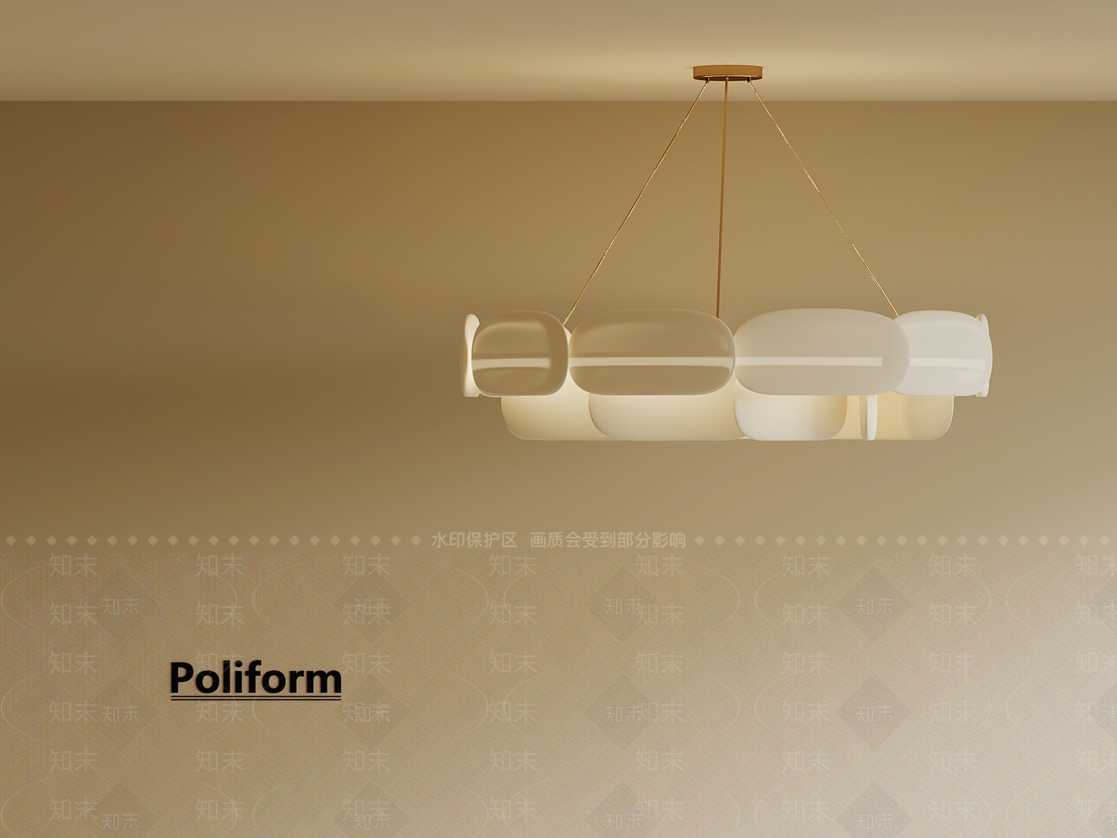 现代奶油客厅吊灯3D模型下载【ID:1198313480】