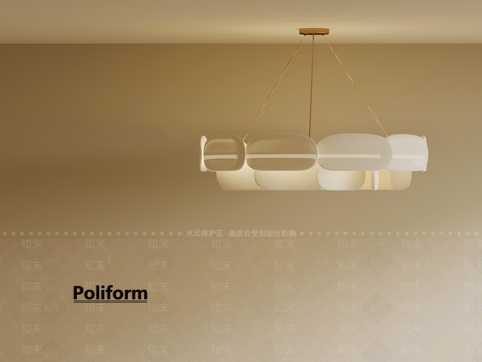现代奶油客厅吊灯SU模型下载【ID:1198313570】