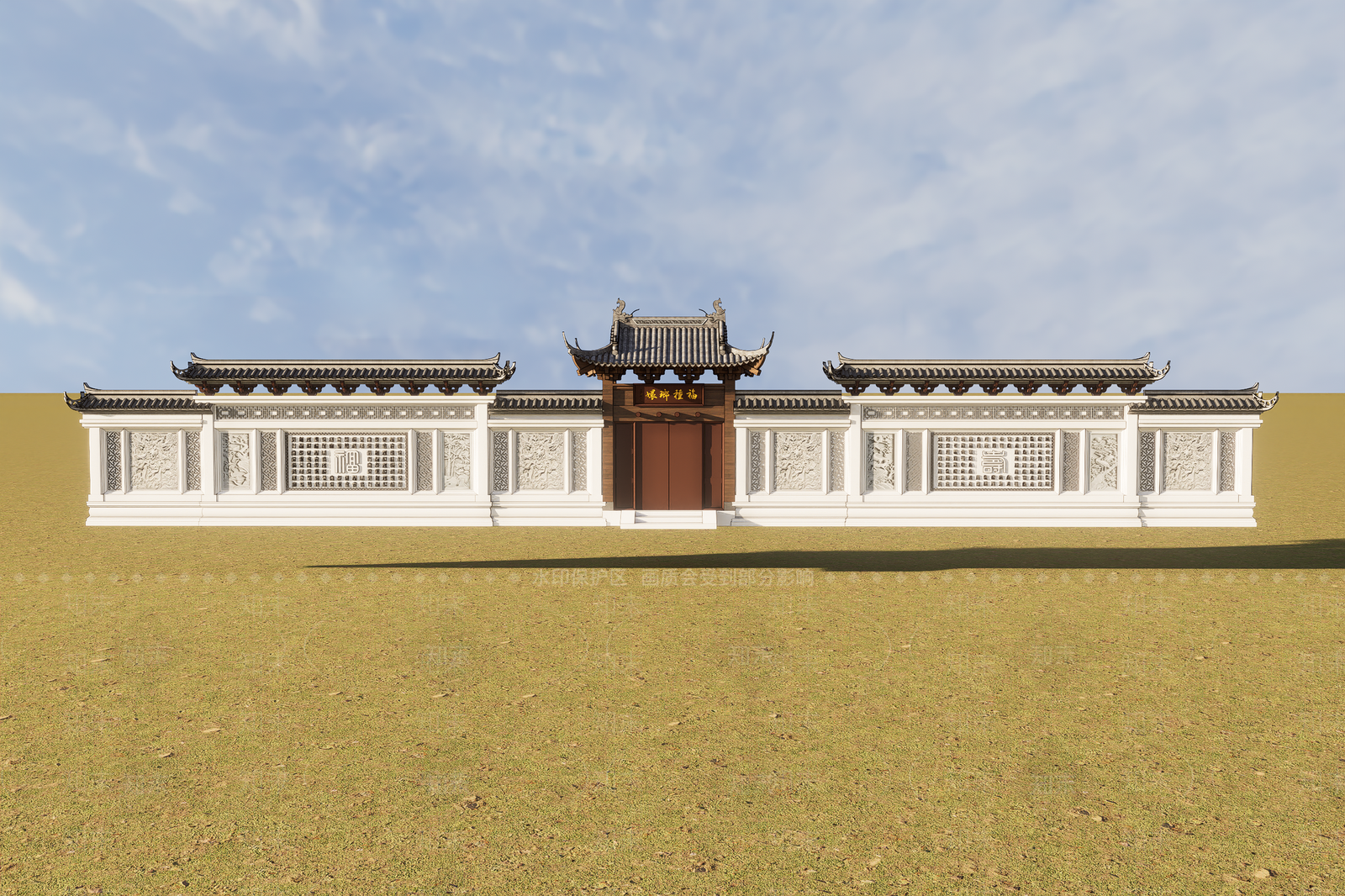 中式新中式古建筑SU模型下载【ID:1198315742】
