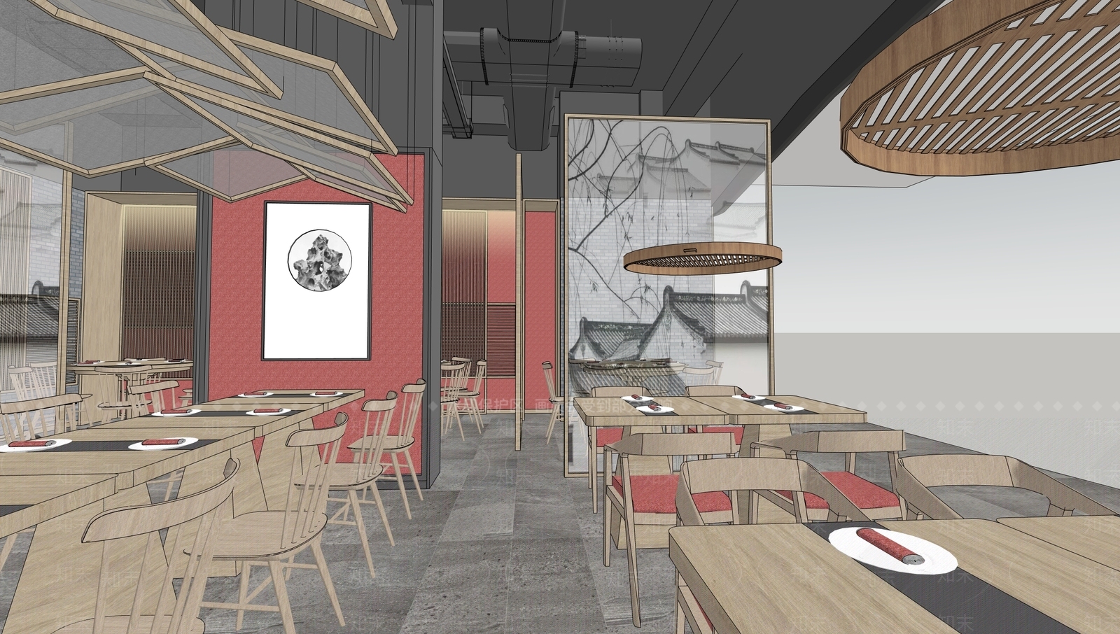 新中式中餐厅SU模型下载【ID:1198316774】