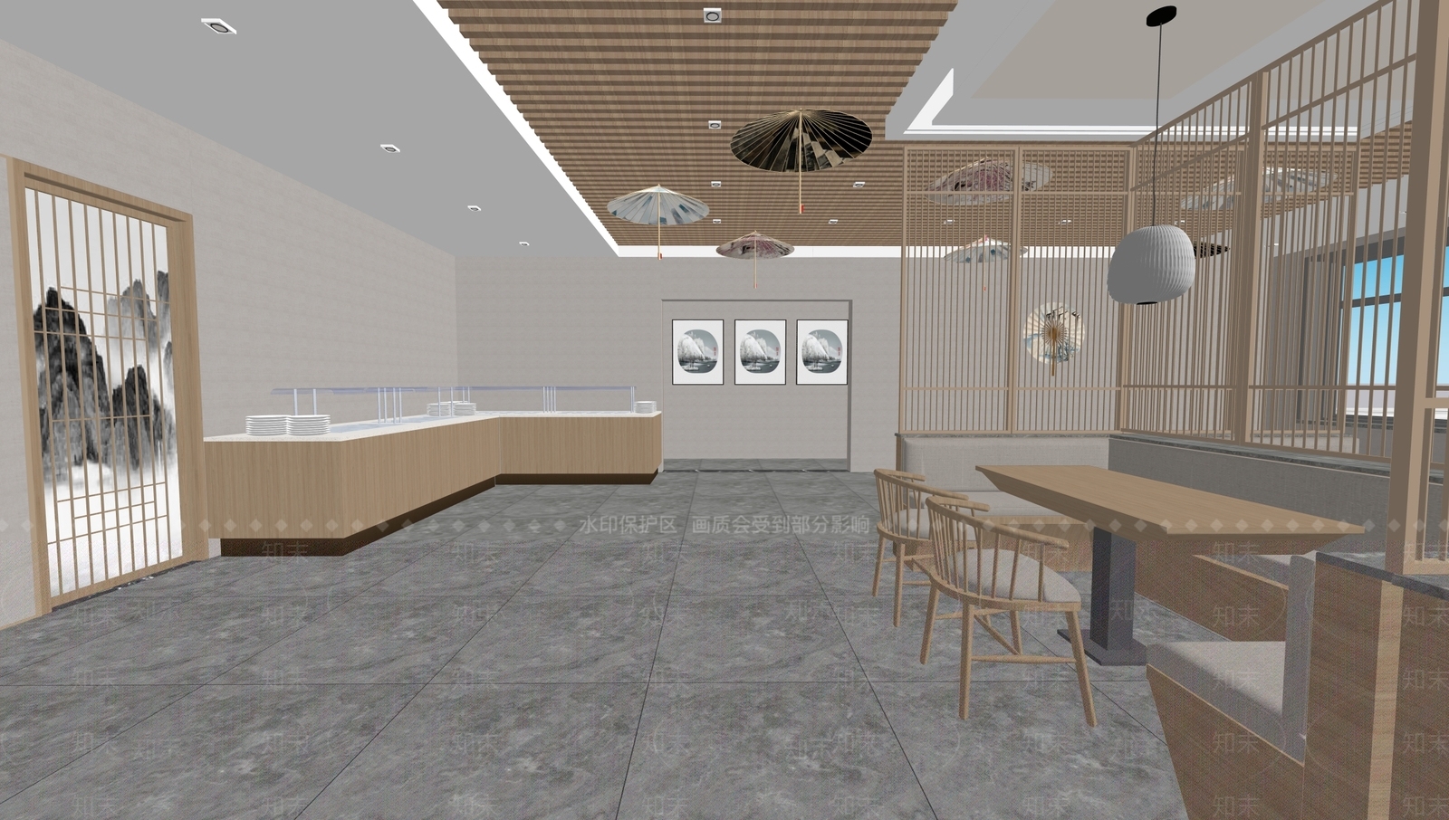 现代新中式中餐厅SU模型下载【ID:1198316890】