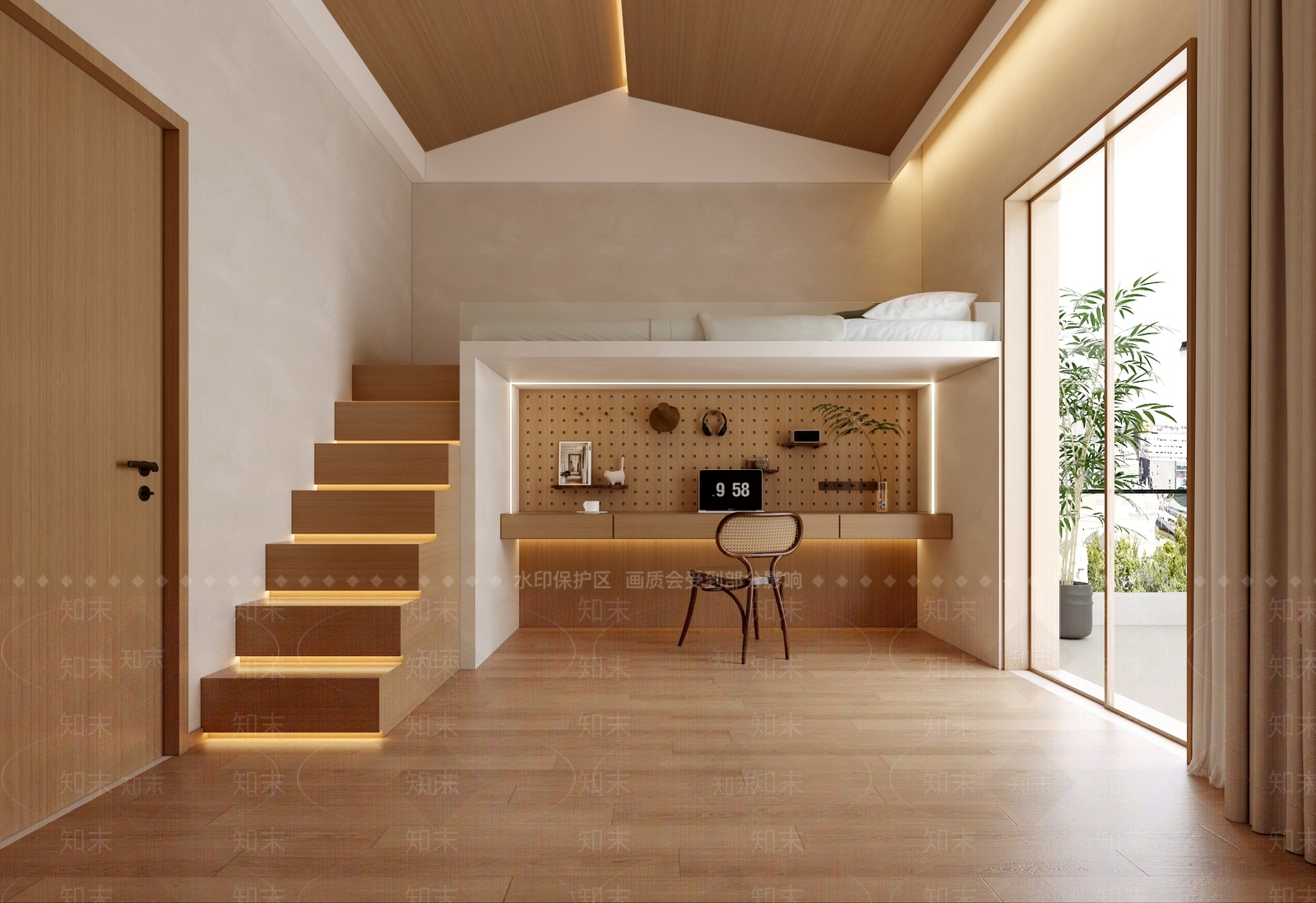 原木家居卧室3D模型下载【ID:1198320657】