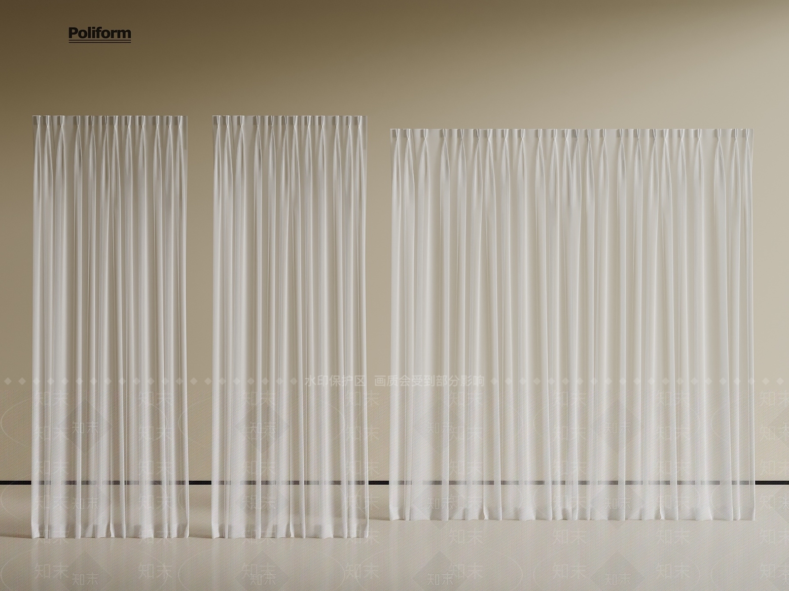 现代窗帘SU模型下载【ID:1198322011】