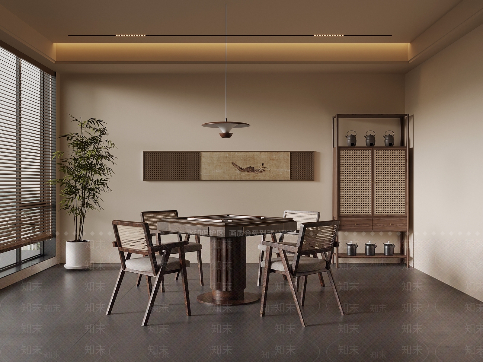 新中式棋牌室3D模型下载【ID:1198326058】