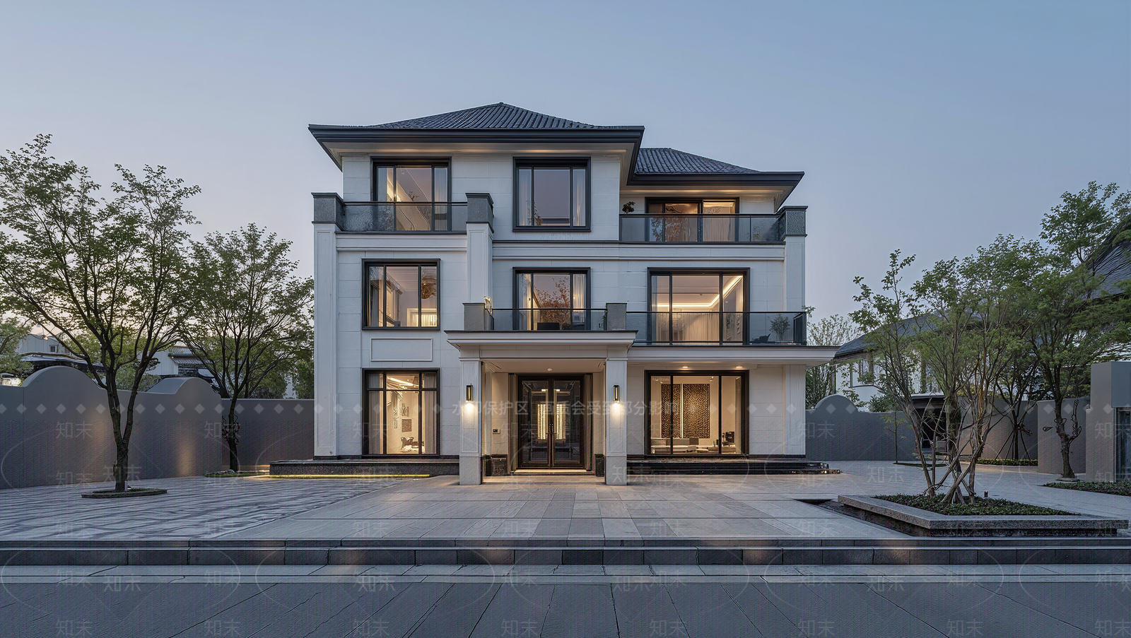 新中式轻奢独栋别墅SU模型下载【ID:1198327035】