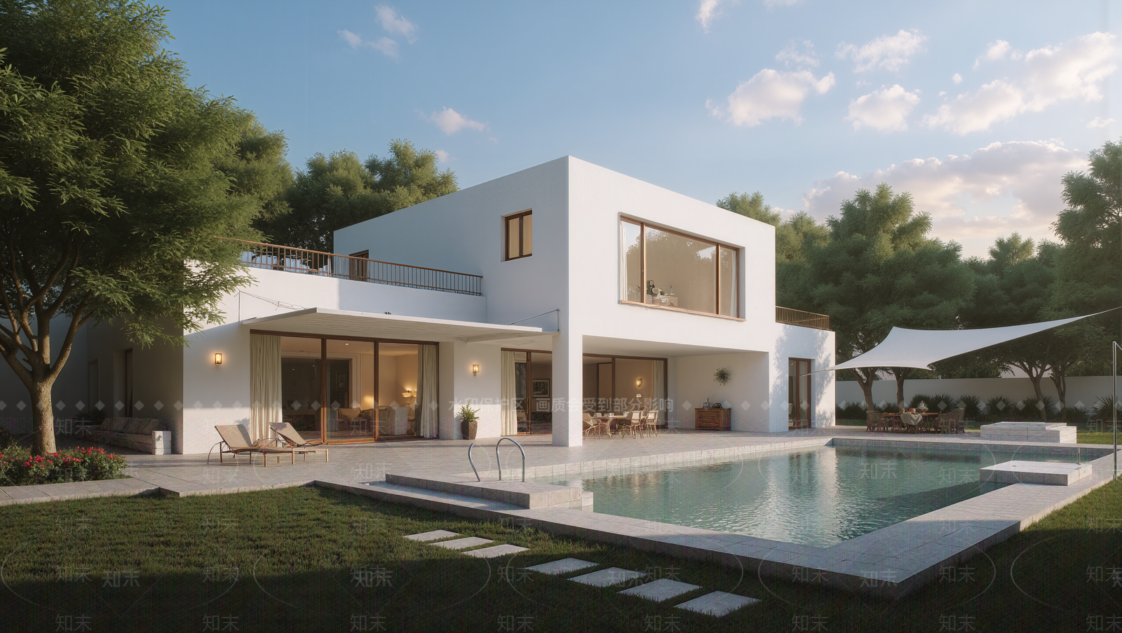 现代轻奢独栋别墅SU模型下载【ID:1198327533】