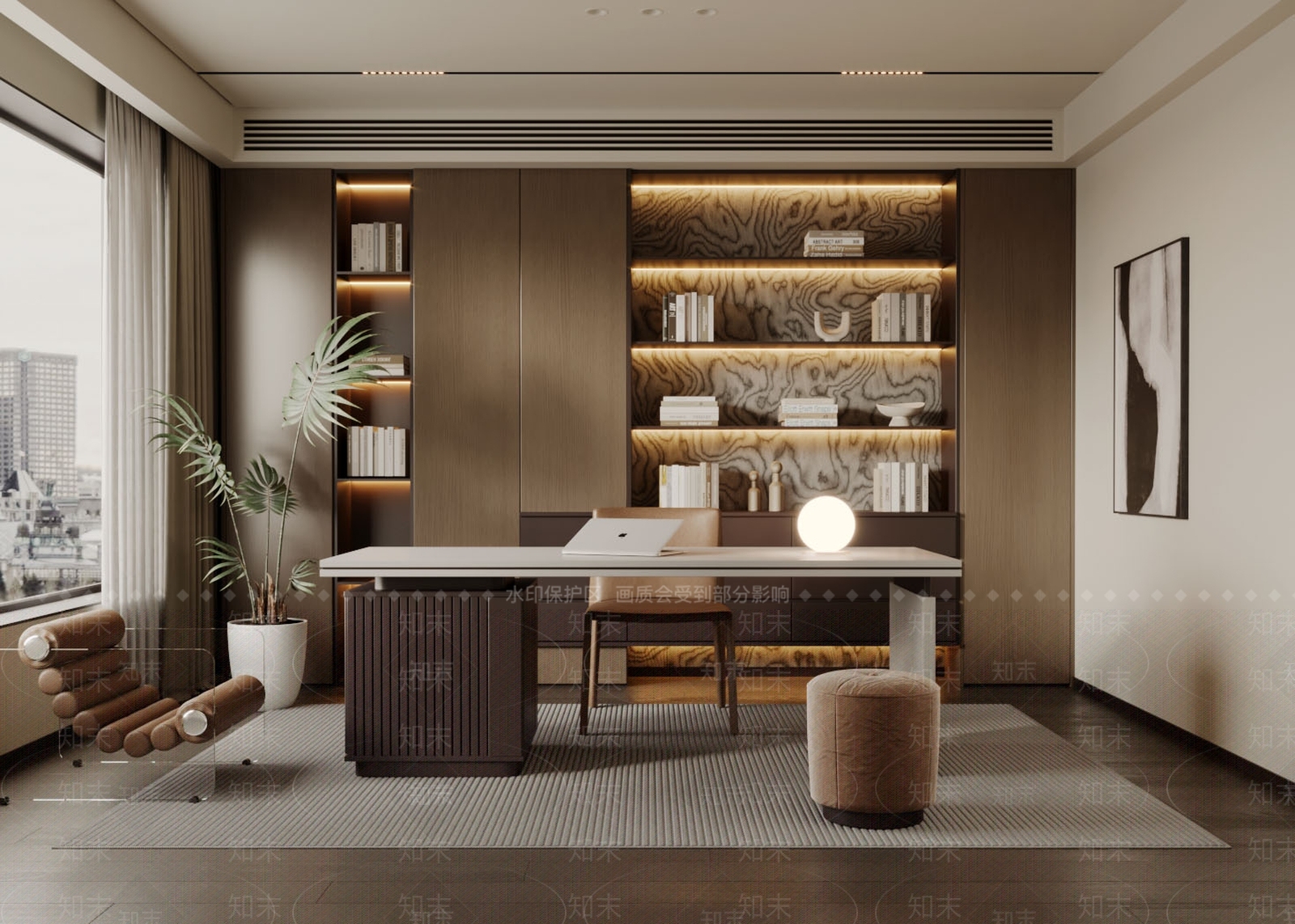 现代意式书房3D模型下载【ID:1198328964】