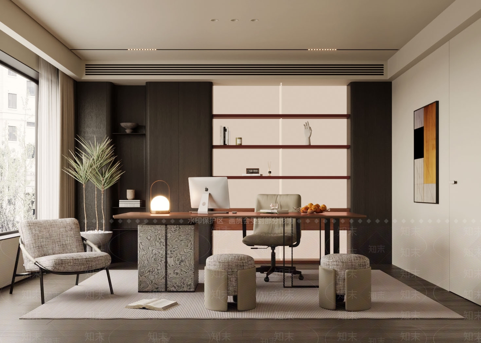 现代意式书房3D模型下载【ID:1198328949】