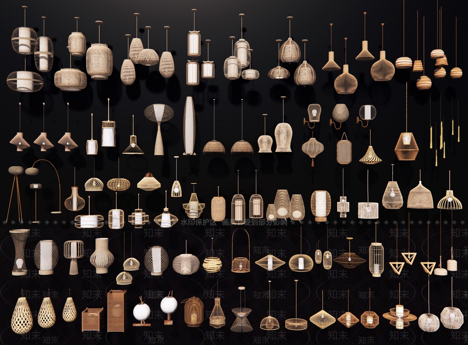 日式吊灯3D模型下载【ID:1198328911】