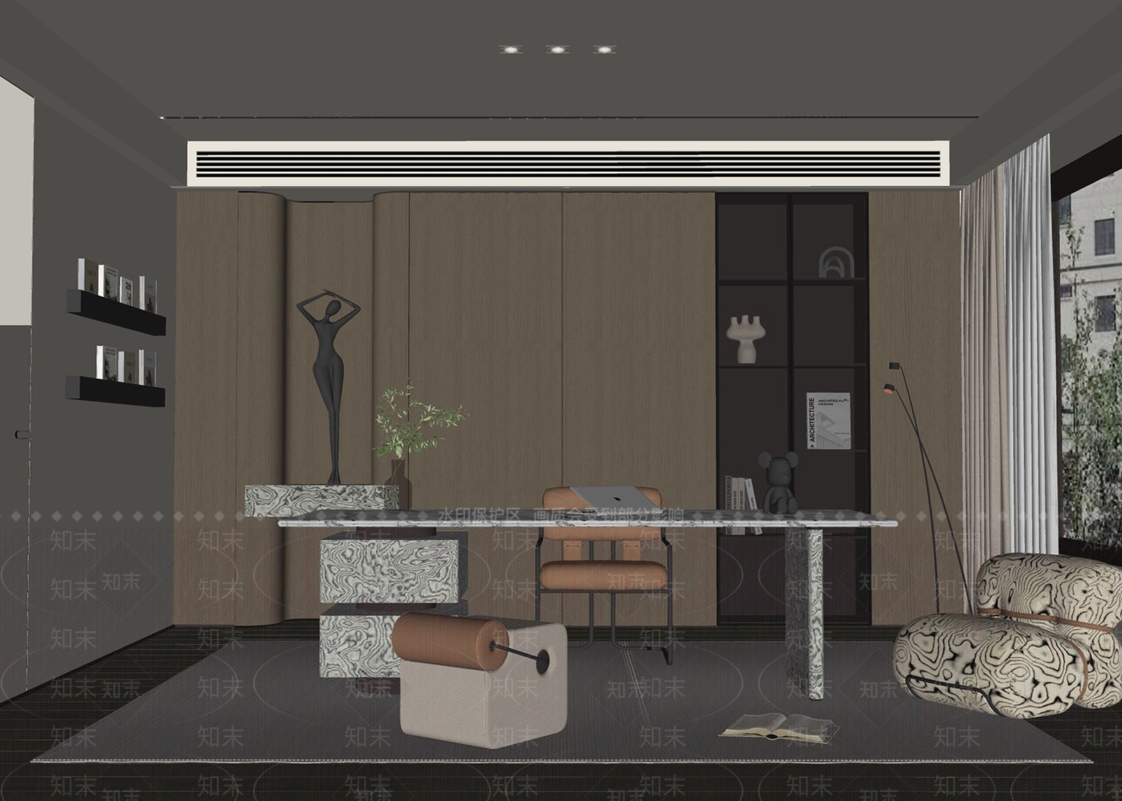 现代意式书房SU模型下载【ID:1198330975】