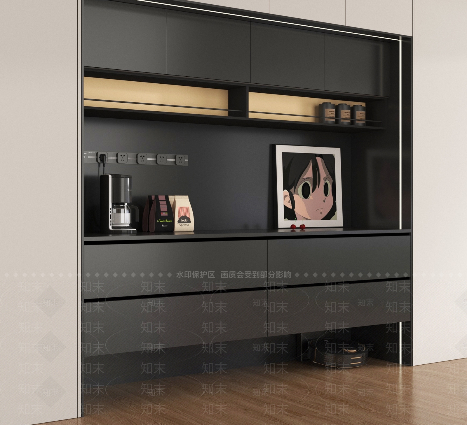 现代餐边柜3D模型下载【ID:1198337204】