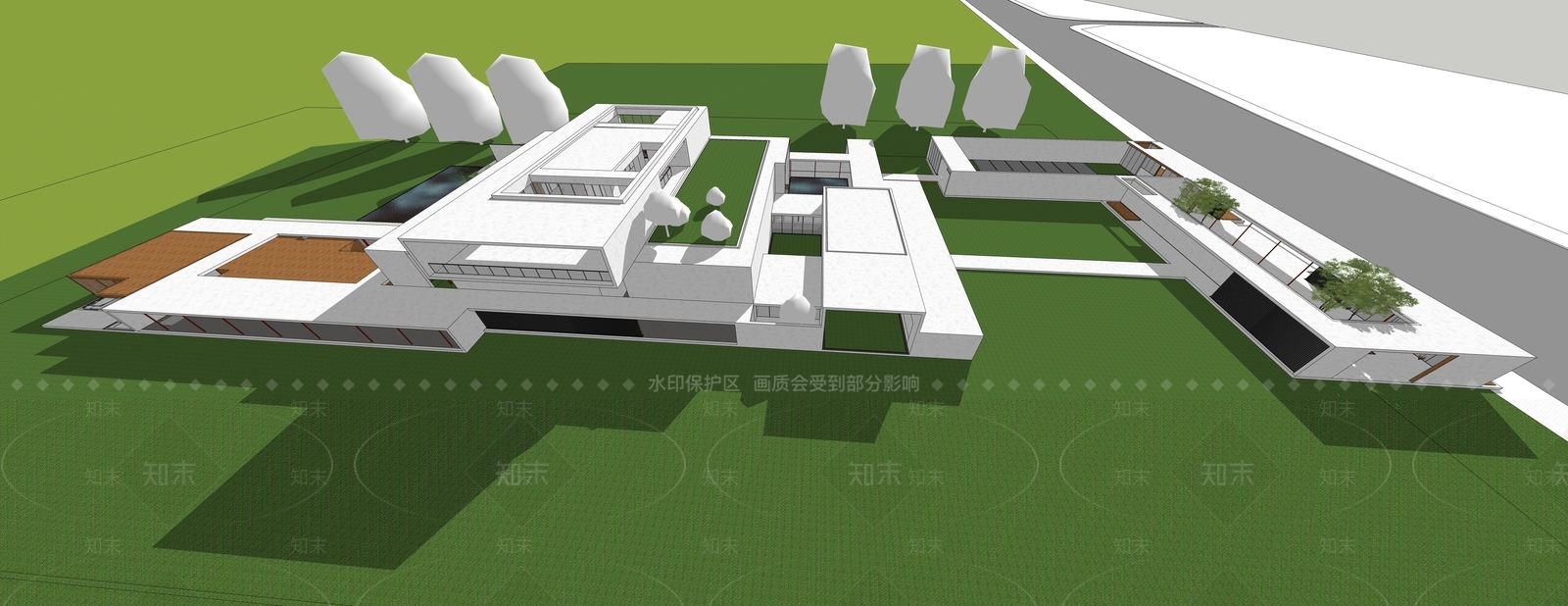 现代售楼处建筑SU模型下载【ID:1198340969】