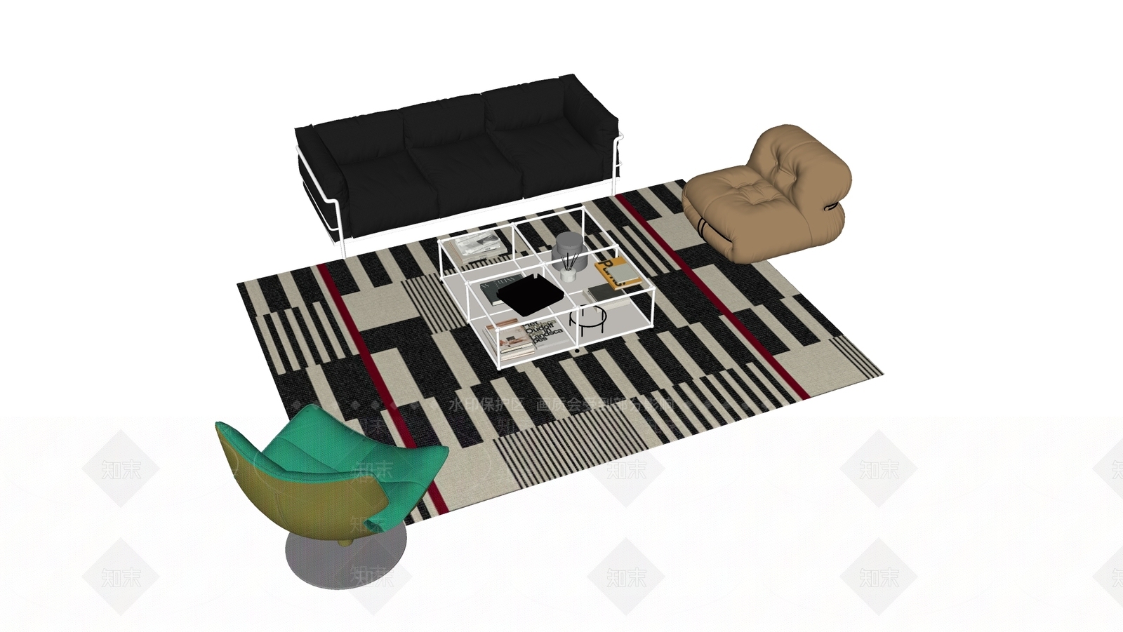 现代简约沙发组合SU模型下载【ID:1198344147】