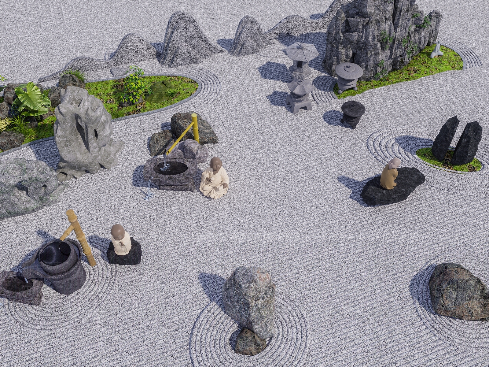 日式禅意其他景观小品SU模型下载【ID:1198344415】