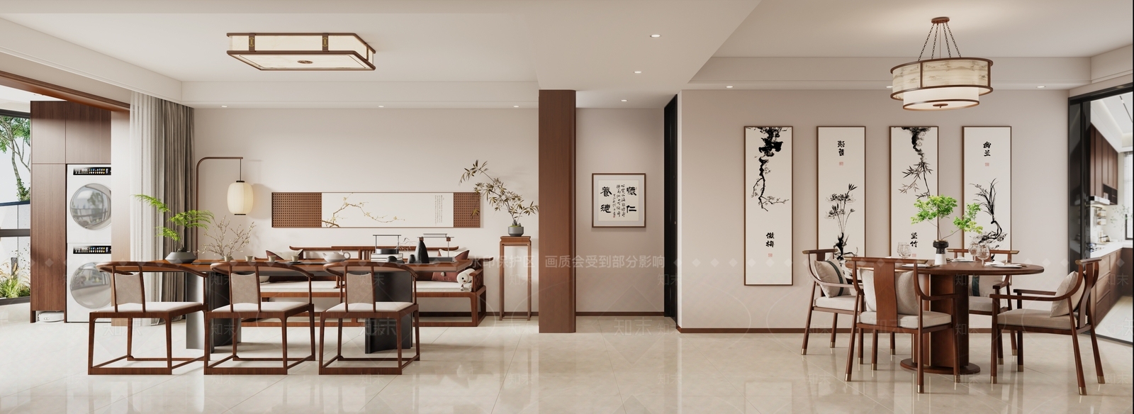 新中式中式客餐厅3D模型下载【ID:1198348765】