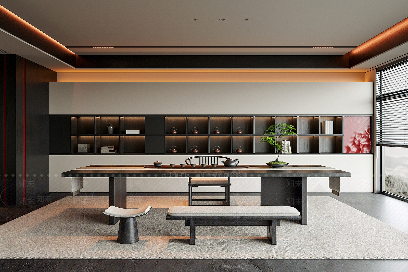 现代新中式茶室3D模型下载【ID:1198349728】