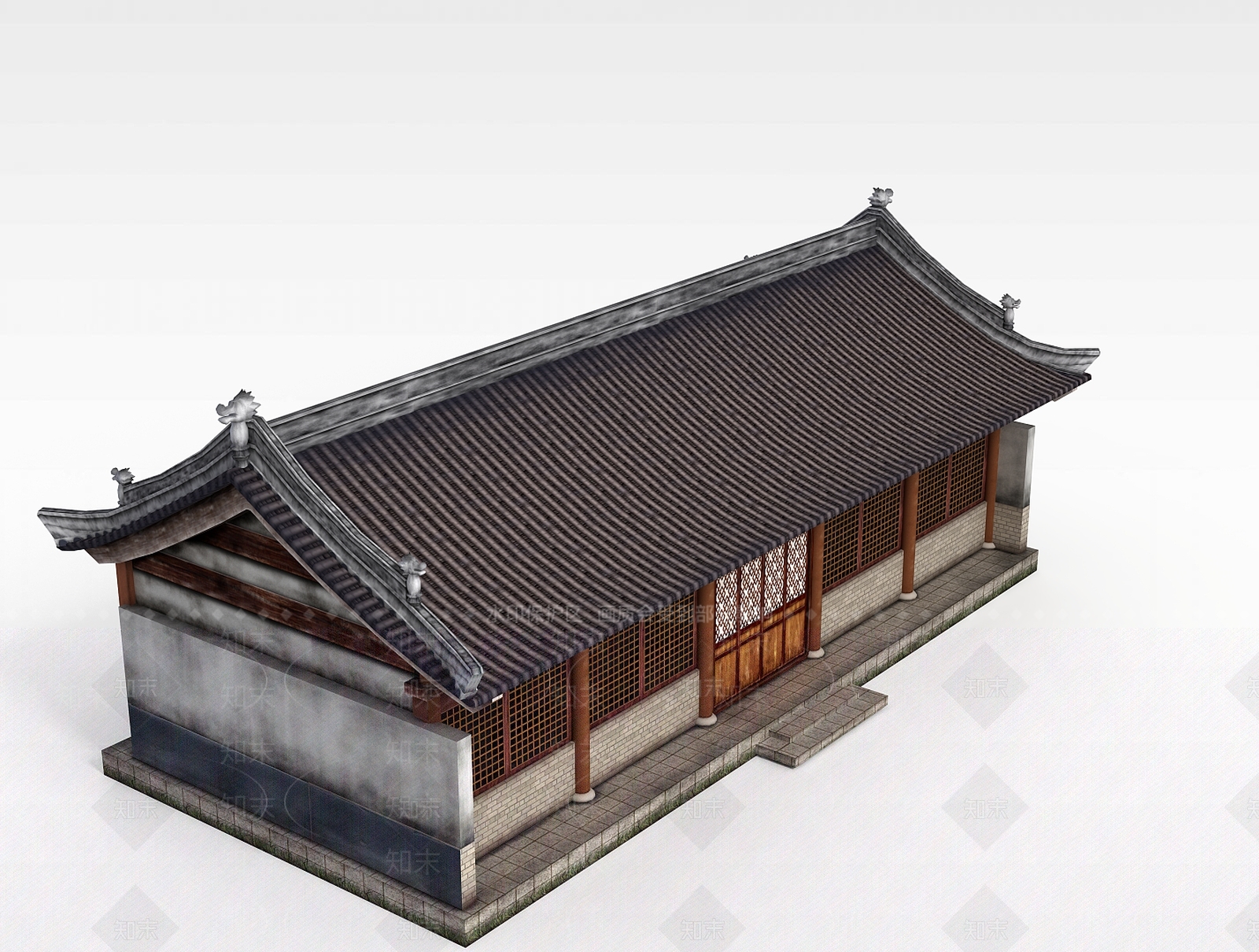 现代古代建筑3D模型下载【ID:1198355046】