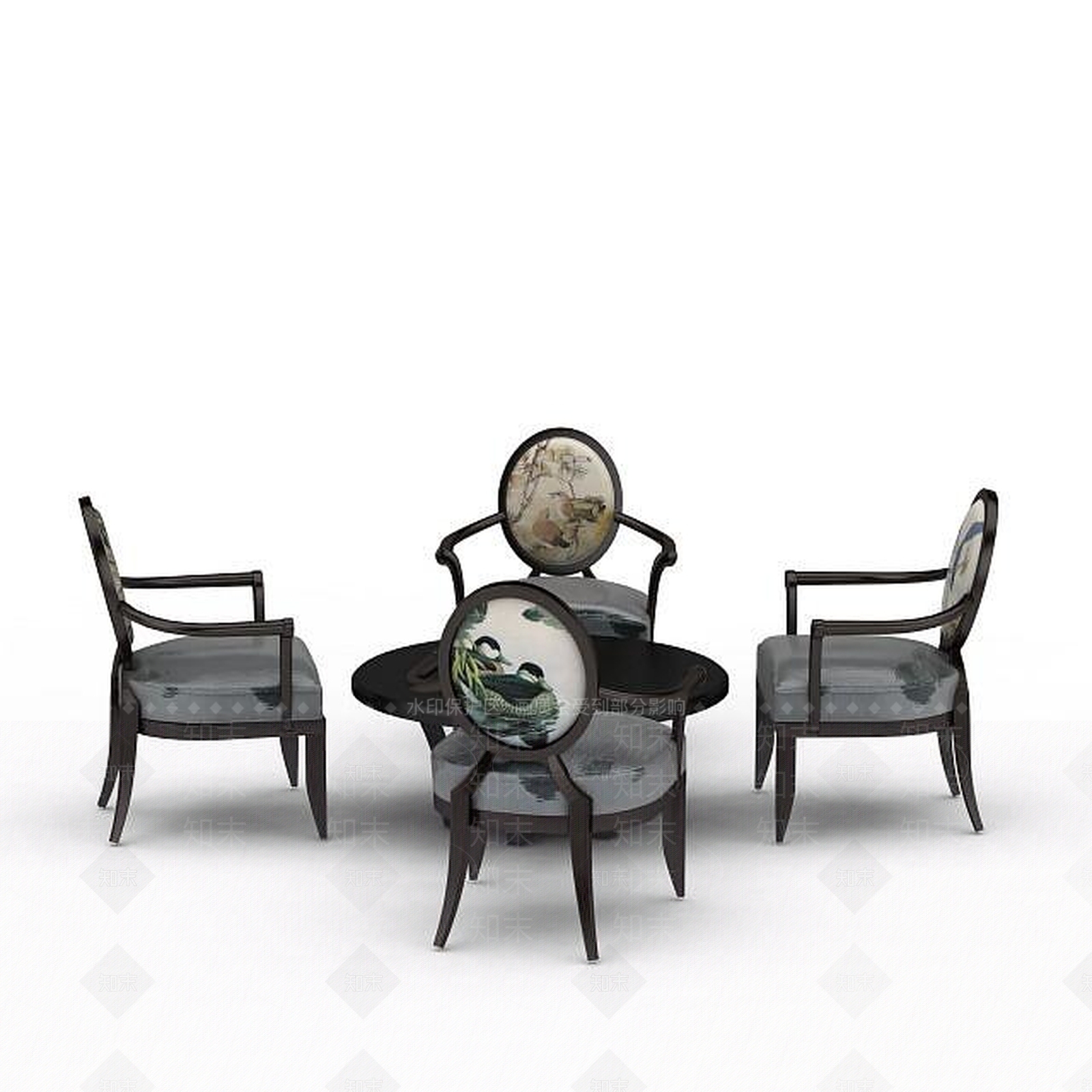 现代简易桌椅组合3D模型下载【ID:1198360351】