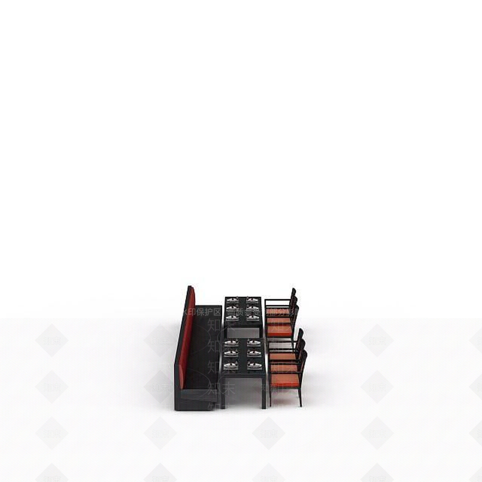 现代餐厅桌椅组合3D模型下载【ID:1198360488】