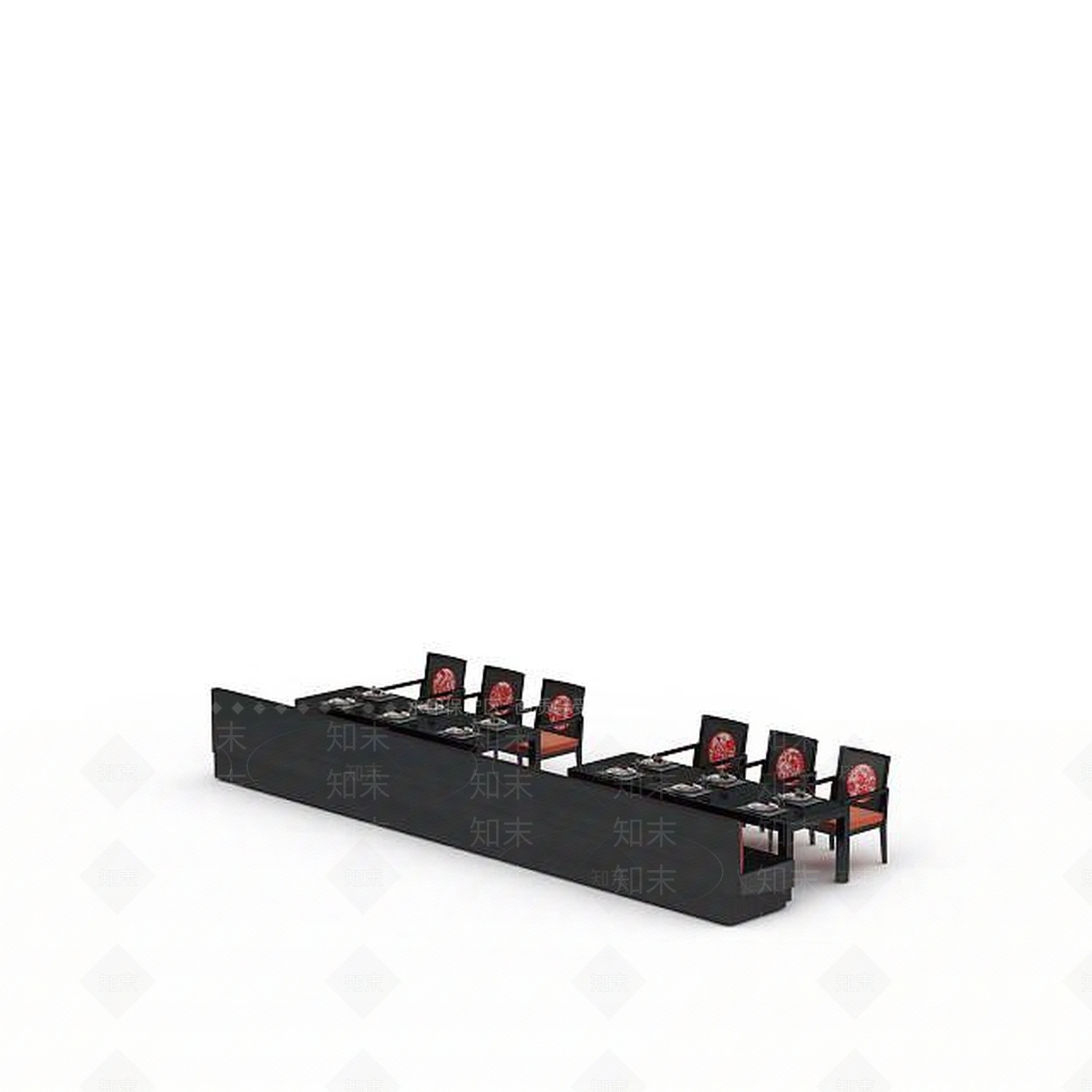 现代餐厅桌椅组合3D模型下载【ID:1198360488】