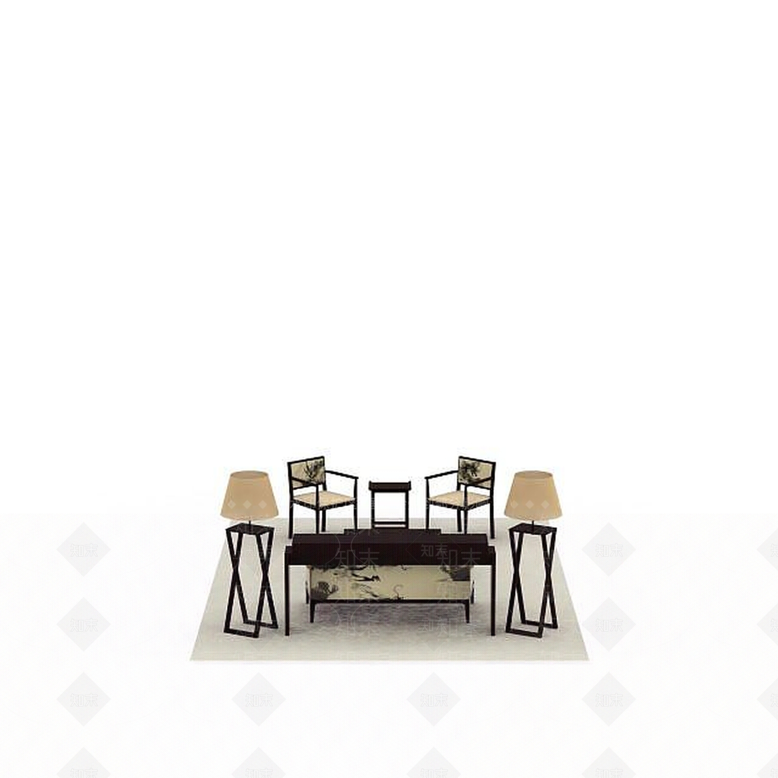 中式桌椅组合3D模型下载【ID:1198360545】