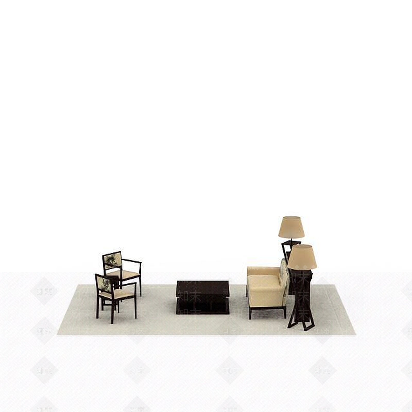 中式桌椅组合3D模型下载【ID:1198360545】