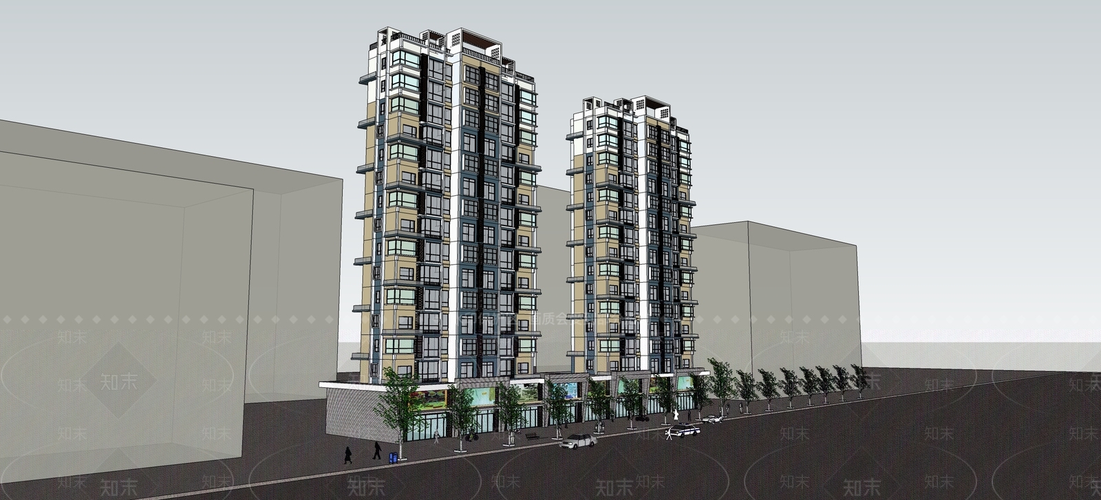 现代高层住宅SU模型下载【ID:1198360770】