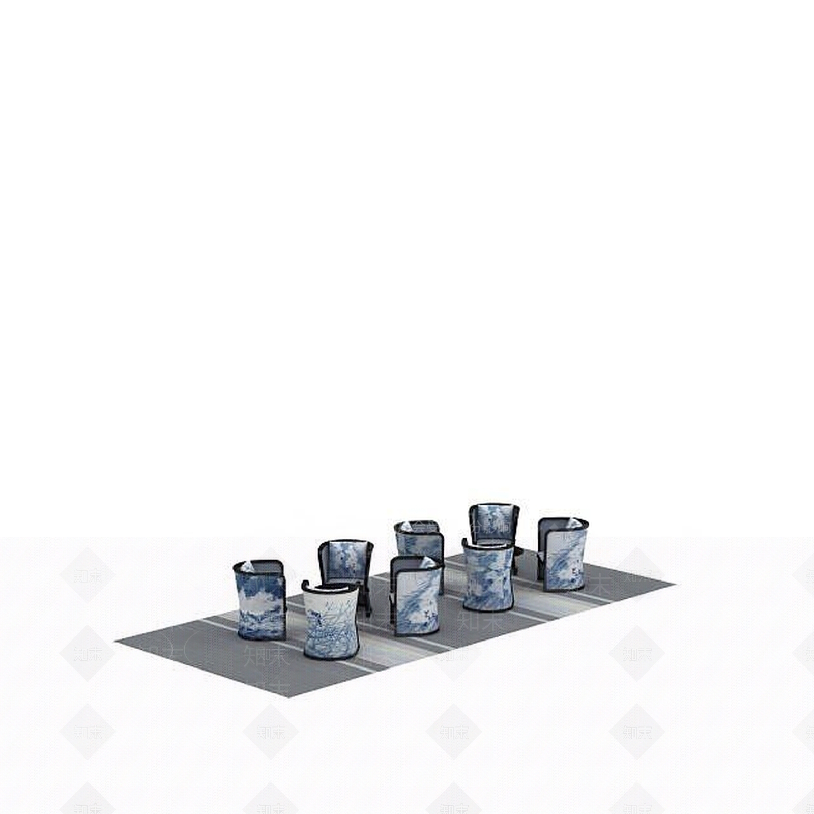 现代餐厅桌椅组合3D模型下载【ID:1198360640】