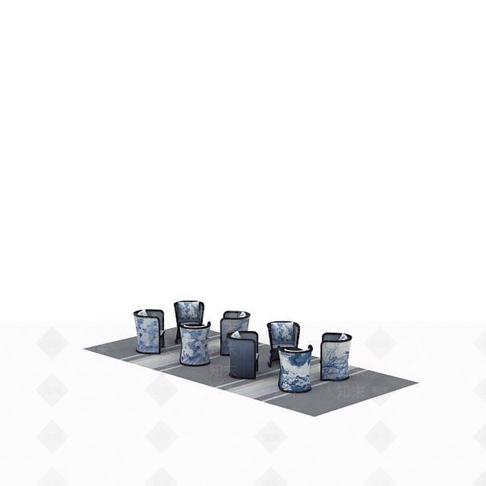 现代餐厅桌椅组合3D模型下载【ID:1198360640】
