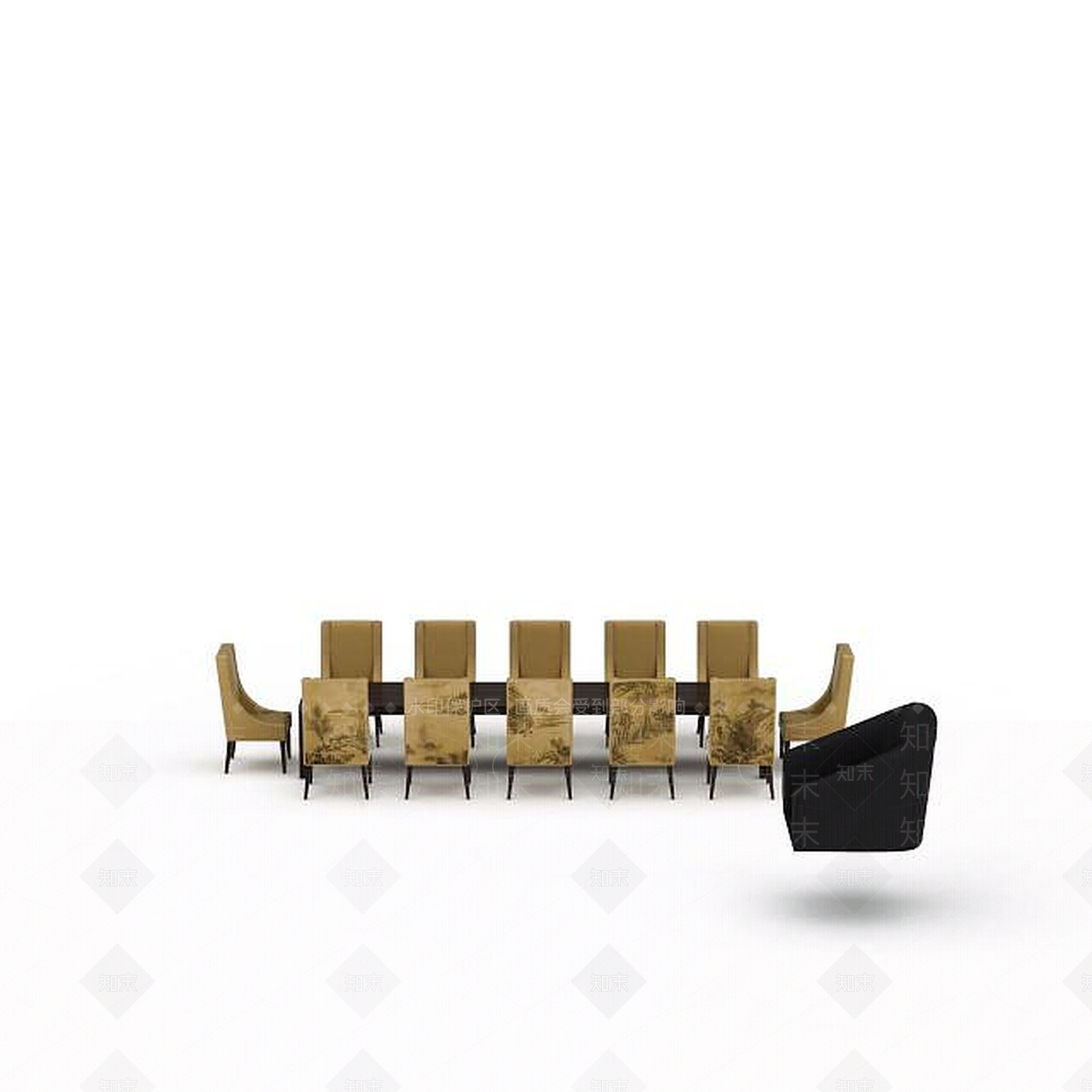 现代餐桌桌椅组合3D模型下载【ID:1198360611】