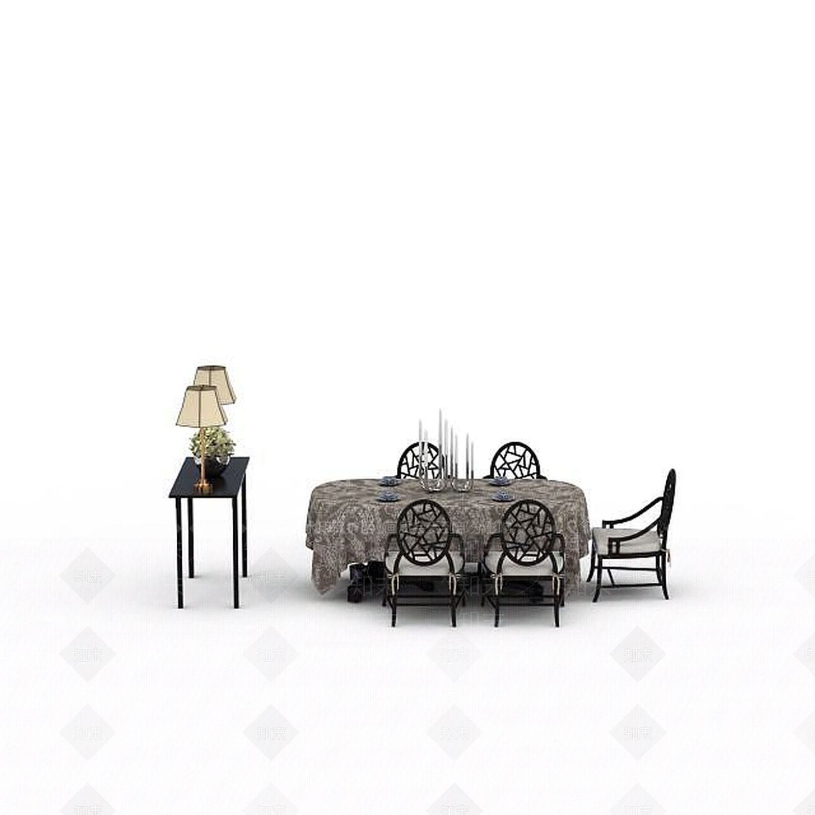 中式餐桌3D模型下载【ID:1198360745】