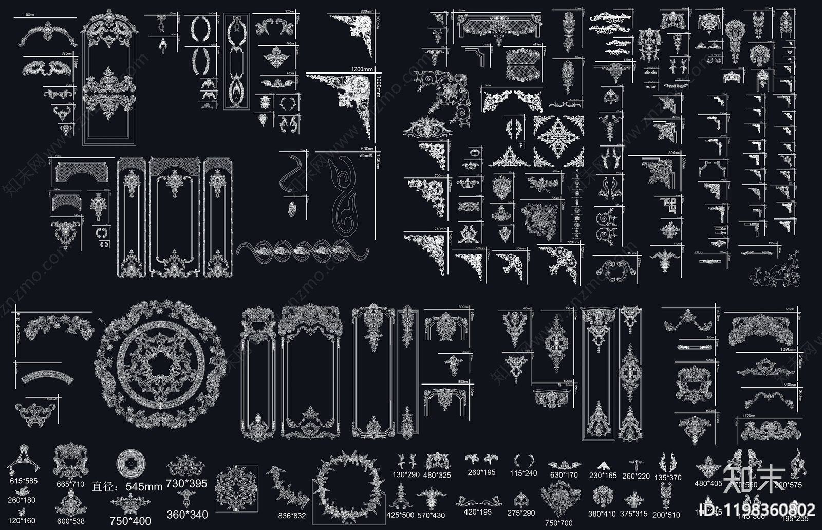 雕花施工图下载【ID:1198360802】